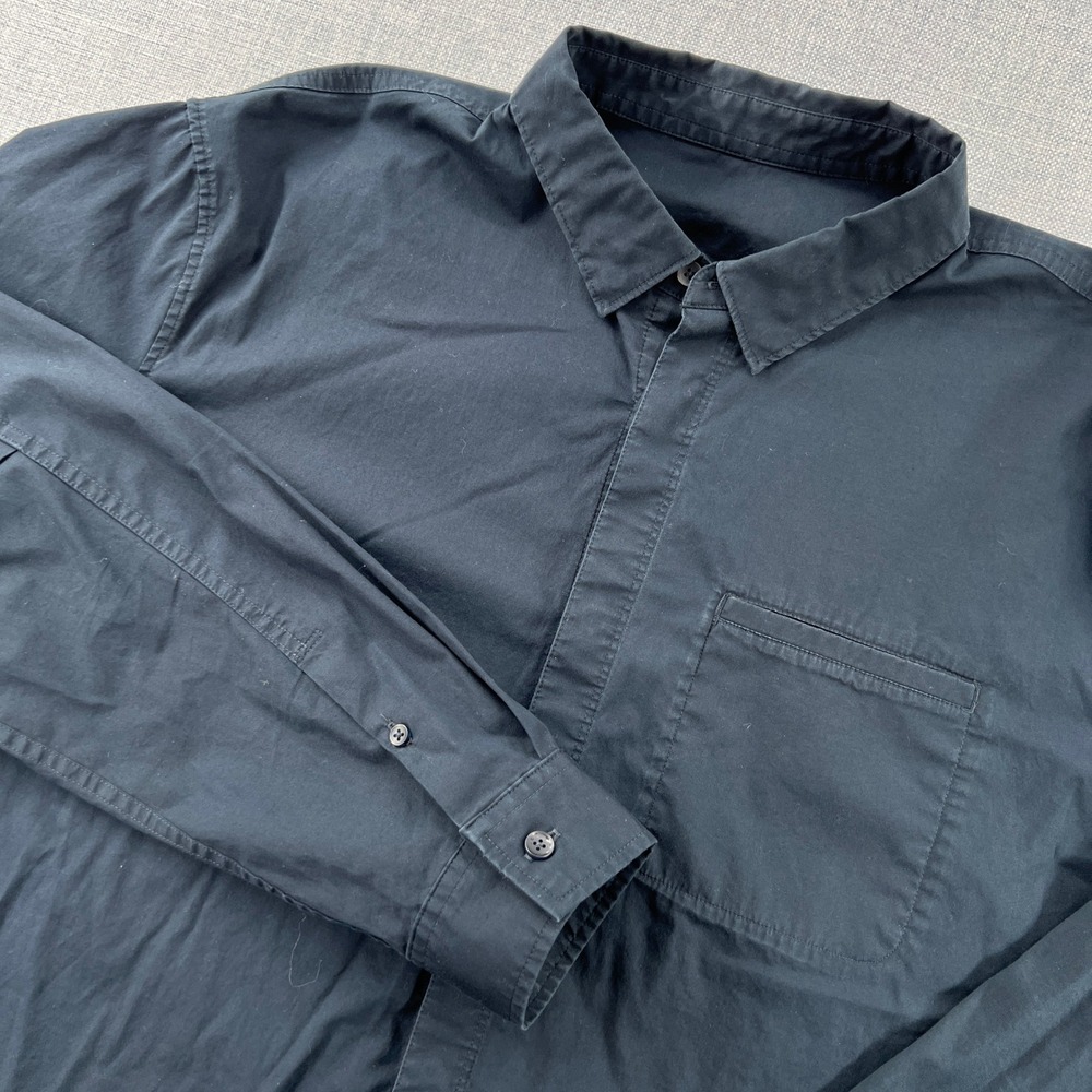 Lululemon On the Move Hidden Button Long Sleeve Shirt Men XXL‎ Black Fade Tech
